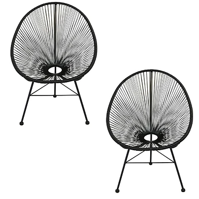 CHAISE ACAPULCO Chaise en fil de fer EN NOIR LOT DE 2