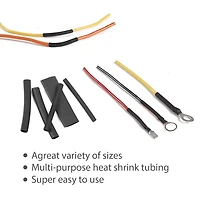 WorkPro 5-Piece Electrical Heat Shrink Tubing, Black, Car or Truck Wire 14/10/6 Gauge
