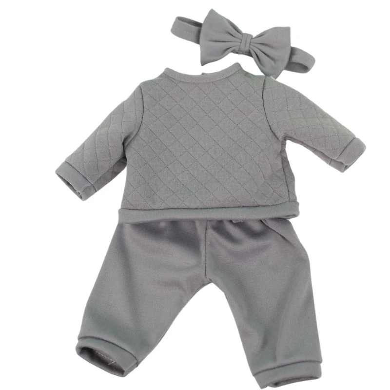 My Sweet Baby – Ensemble Repas avec Poupée Bébé 14 pouces, Tenue Grise, 12 Pièces