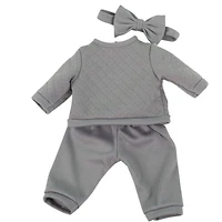My Sweet Baby – Ensemble Repas avec Poupée Bébé 14 pouces, Tenue Grise, 12 Pièces