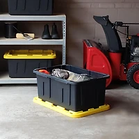Homz Durabilt® 15 Gallon/27 Gallon Tough Container, Black Base with Yellow Lid