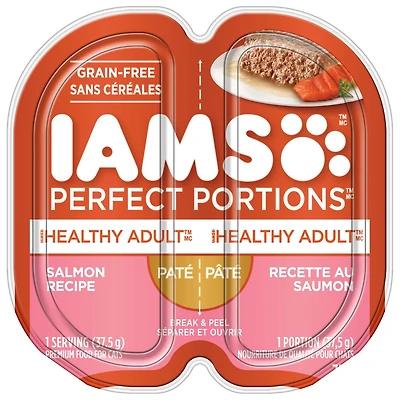 Nourriture humide sans céréales pour chats IAMS Perfect Portions Healthy Adult Pâté recette au saumon 75g