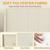 Lit plateforme rembourré Homy Casa avec ports USB et tiroirs de rangement, Queen, beige