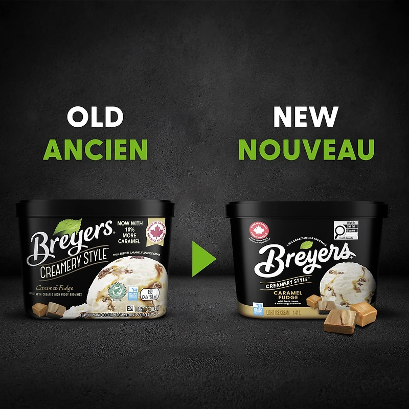 Crème Glacée Légère Breyers Caramel et Fudge 1.41 L
