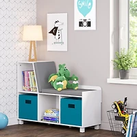 RiverRidge® Home Book Nook Collection Storage Bench with Cubbies in White for Kids with 2-Piece Taupe Bins