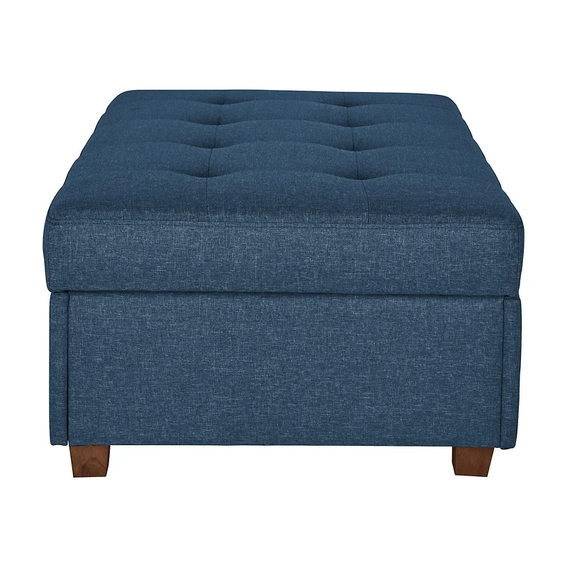 CorLiving Aubin Large Fabric Tufted Ottoman with Storage and Wood Legs