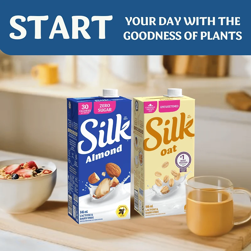 Silk Almond Milk Alternative, Unsweetened Vanilla, Dairy Free, Shelf Stable, 946 mL