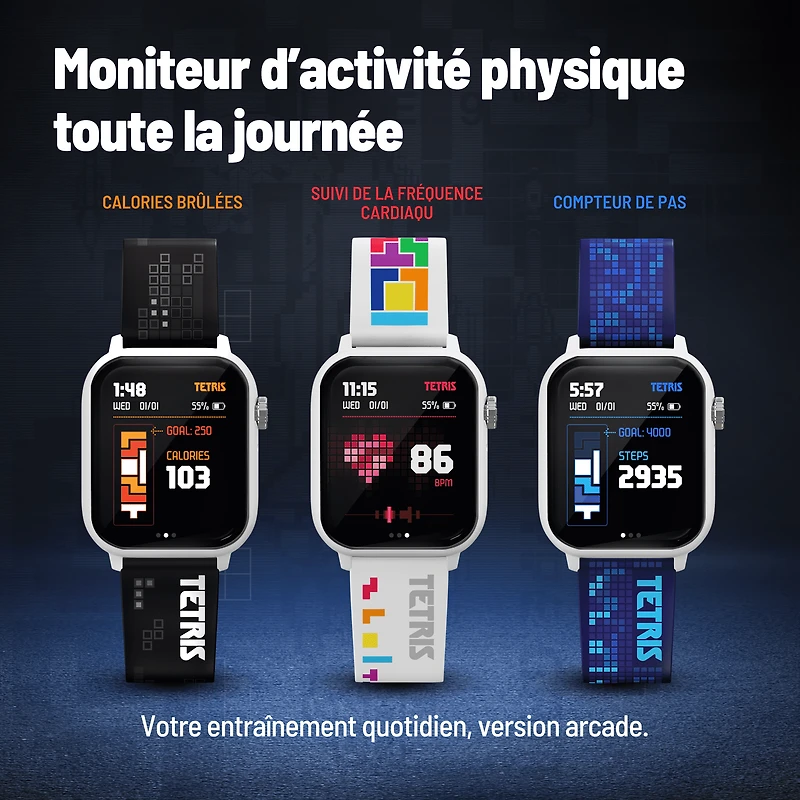 Tetris™: My Play Watch – Retro Gaming Smartwatch with Selective Tech, Non-Connected, Built-in Tetris™, Custom Watch Faces, Classic Arcade Sound, Heart Rate & Fitness Tracker, IP67 Water Resistant.