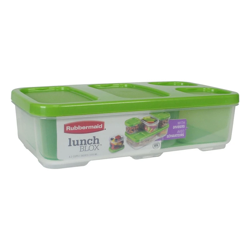 Rubbermaid Entree Container avec séparateurs et couvercle, vert