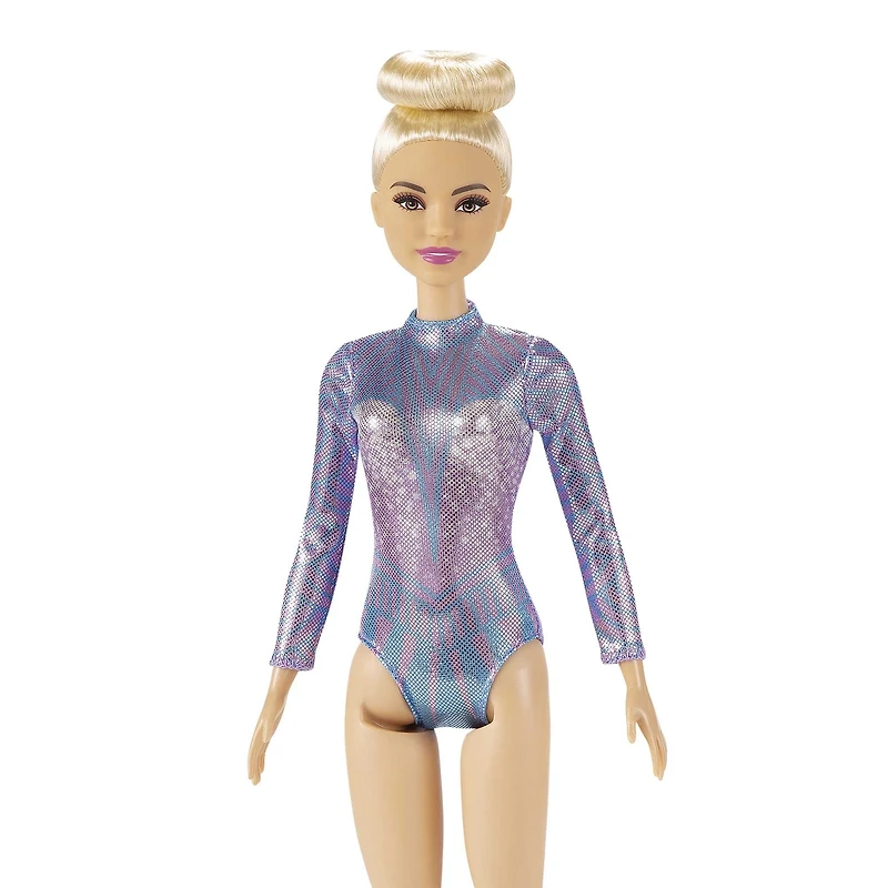 Barbie Rhythmic Gymnast Blonde Doll (12-in/30.40-cm), Leotard & Accessories, Ages 3+