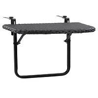 Table de balcon pliante d'extérieur CorLiving Parksville en résine tressée et acier, noire