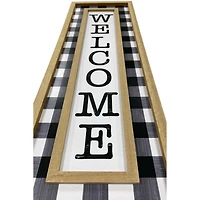 Way to Celebrate Harvest Panneau de bienvenue vertical à carreaux noir et blanc