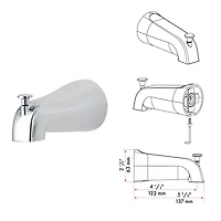 Ensemble INA à pression balancée d'akuaplus® valve connexion PEX 1/2 po avec Douchette et bec de bain 5 1/4 po x 1/2 po raccord lisse fini chrome