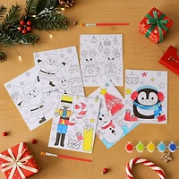 Christmas CYO Artist Creation for Kids DIY Paint with Three Brushes and Twelve Paint Pots Holiday Time
