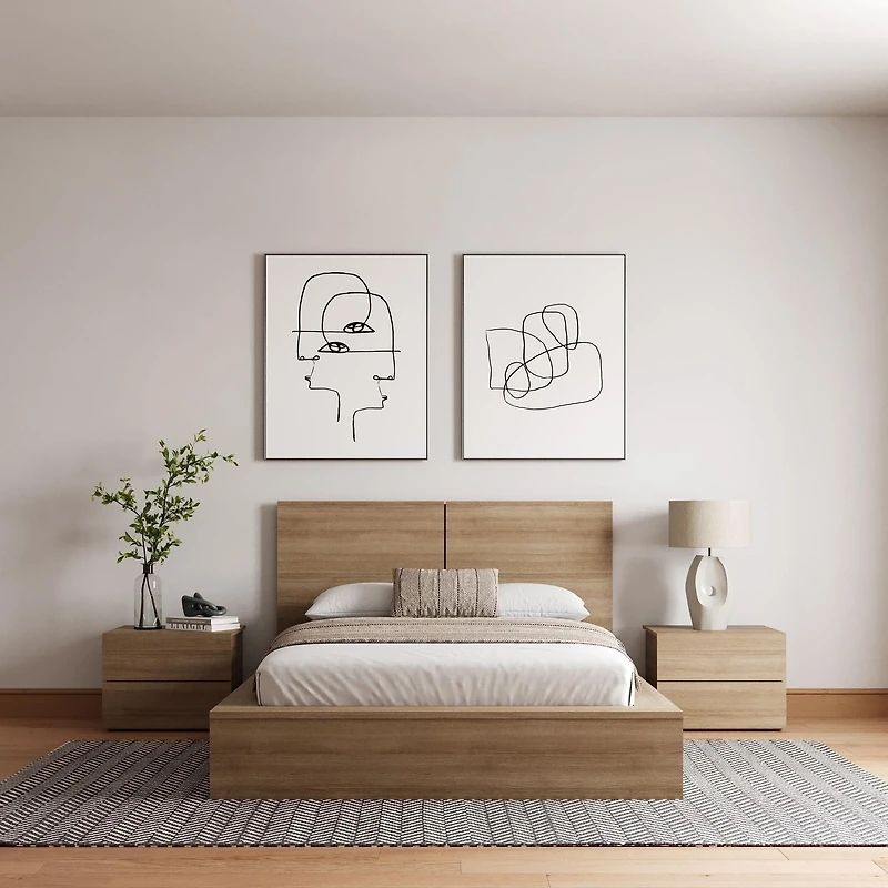 James 4-Piece Bedroom Set with Bed, Headboard and 2 Nightstands