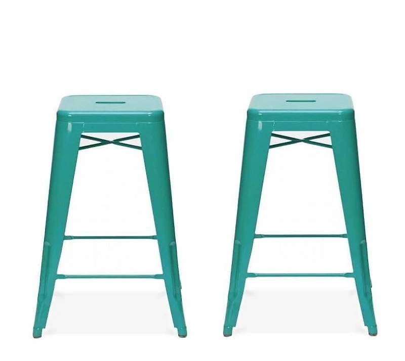 Tabouret Tolix turquoise, structure en métal massif, comptoir (24 '' - 27 ''), chaise tabouret Idéal pour comptoir d'îlot de cuisine. set2
