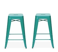 Tabouret Tolix turquoise, structure en métal massif, comptoir (24 '' - 27 ''), chaise tabouret Idéal pour comptoir d'îlot de cuisine. set2