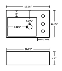 American Imaginations 16.25-in. W Wall Mount White Bathroom Vessel Sink Set For 3H8-in. Right Faucet AI-22572