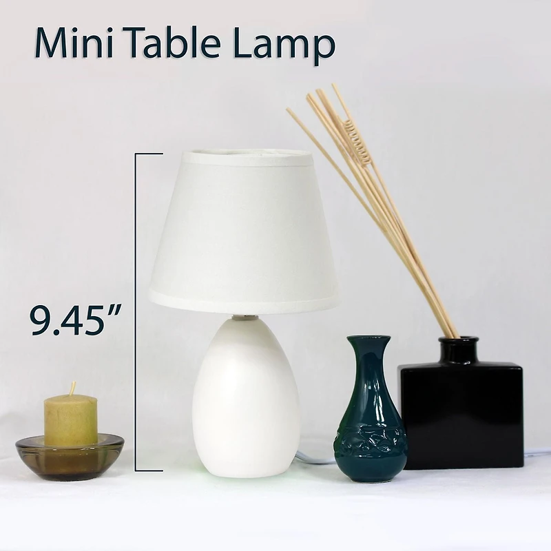 Simple Designs Mini Egg Oval Ceramic Table Lamp