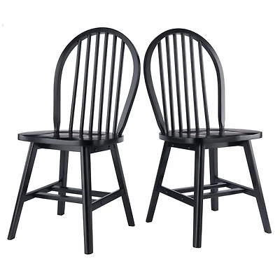 Windsor 2pc Chair Set Black Finish