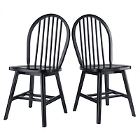 Windsor 2pc Chair Set Black Finish