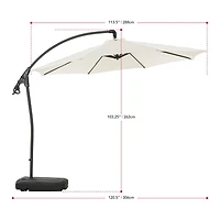 CorLiving Endure 9.5ft Cantilever Outdoor Patio Umbrella with Fillable Wheeled Base and Aluminum and Steel Frame