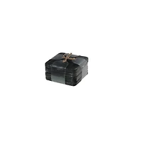 4Pc Marble Square Coaster 4X4" Black