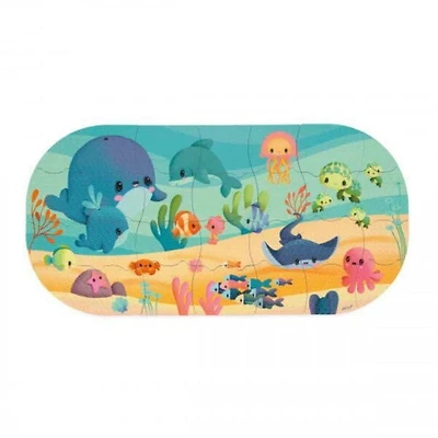 Janod Puzzle de Bain Aventure Sous-Marine - Puzzle Flottant de 28 Pièces en EVA pour Enfants - 3 ans et + - J04727
