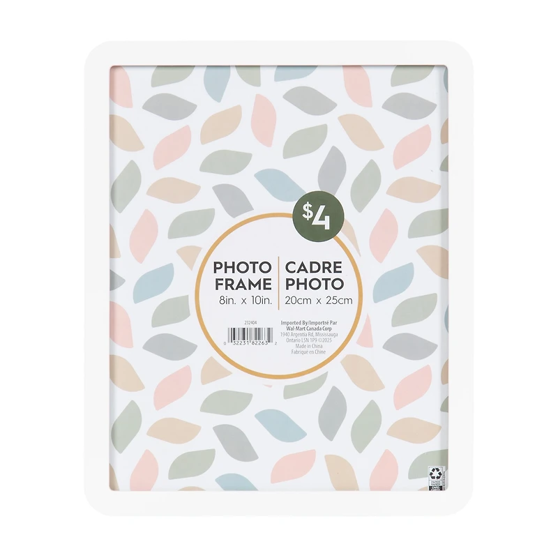 Cadre à photos décoratif blanc avec coins arrondis Boba de 20,3 cm x 25,4 cm pour table