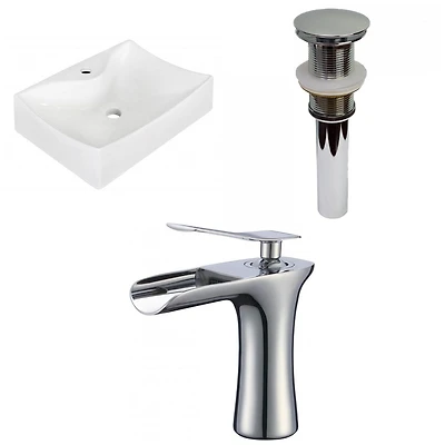 American Imaginations AI- 21,5 pouces Navire blanc de bâti de mur de W pour le forage de bâti de mur de 1 trou