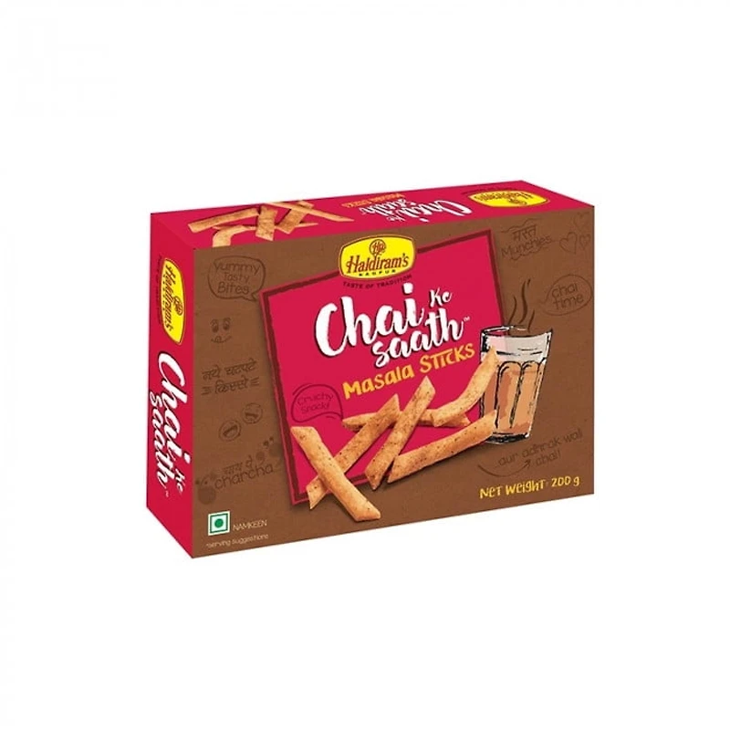 HALDIRAM MASALA STICKS 200G Spicy potato and gram flour noodles, crunchy snack in a 200g pack.