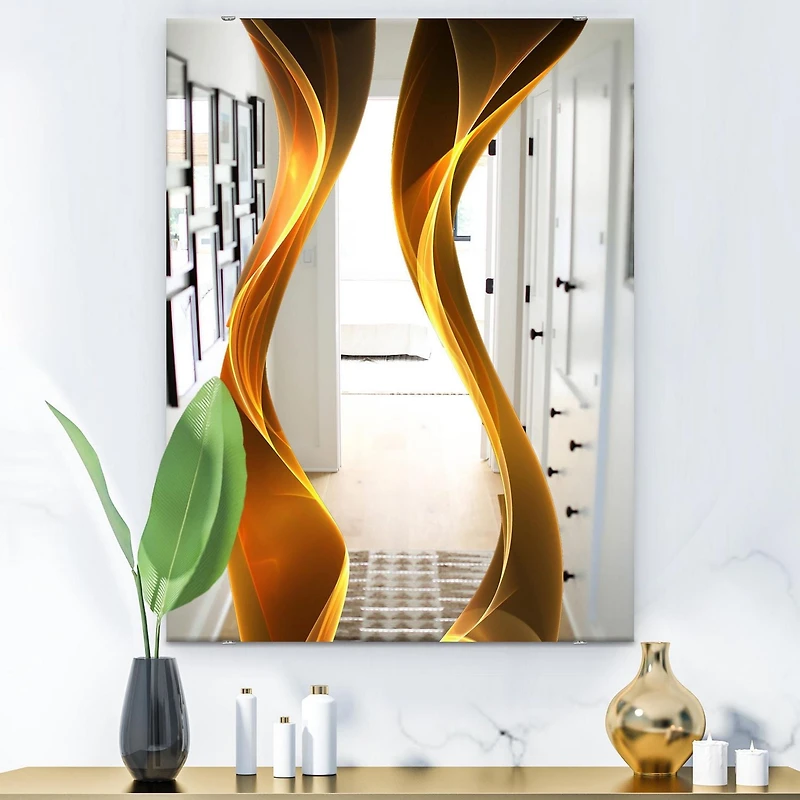 Designart 'Straight Pink Waves' Miroir Moderne - Grand Miroir Mural Contemporain - 24x36