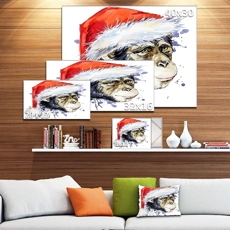 Impression sur toile « singe habillé en père noël » Design Art