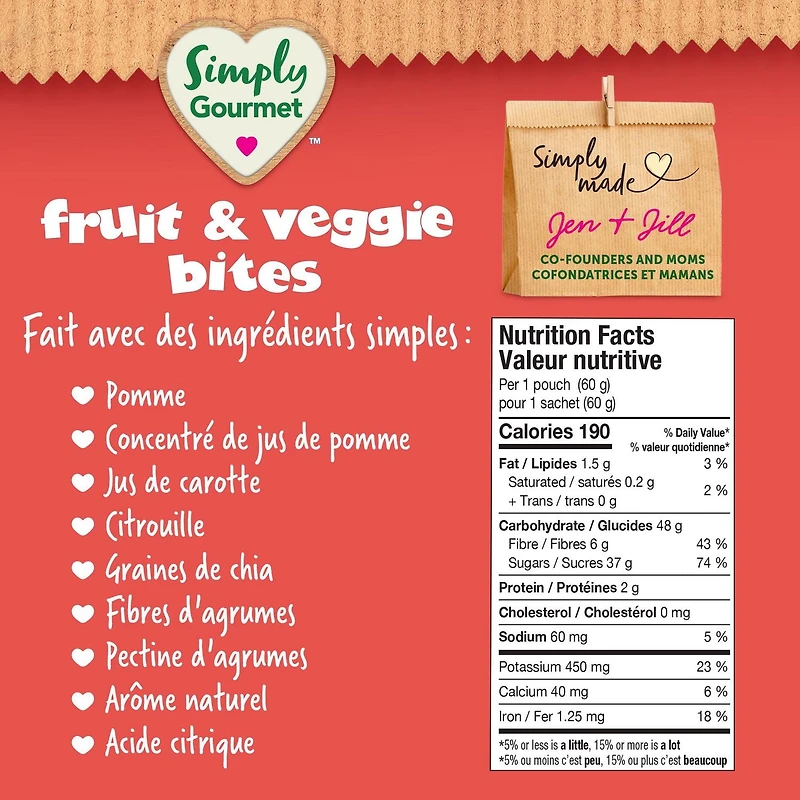 Simply Gourmet Apple Carrot with Chia Bites, Fruit & Veggie Bites
