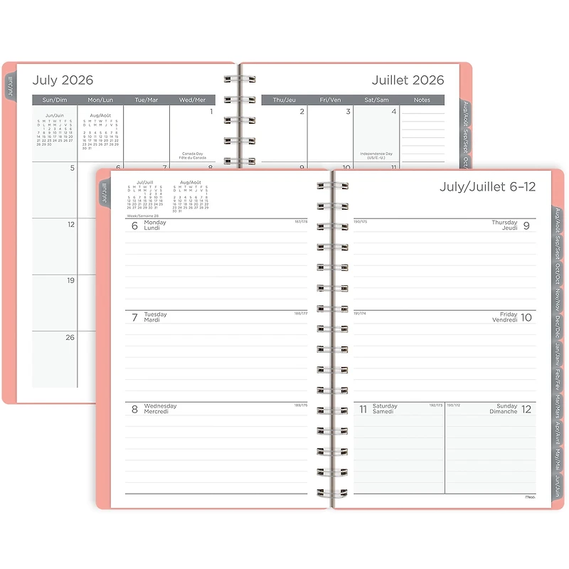 Agenda scolaire hebdomadaire et mensuel format petit Mead® Magic Planets Rose 2026‑2027