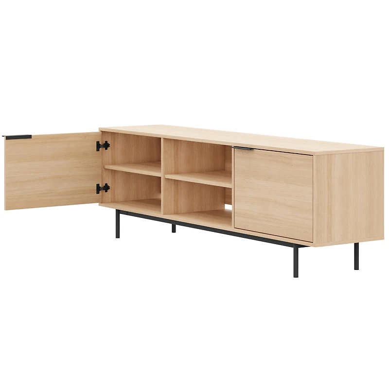 Meuble TV Nexera Hamilton 70 pouces avec 2 armoires de rangement, chêne blond naturel