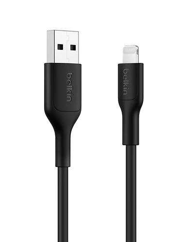 Belkin BoostCharge Eco USB-A to Lightning Cable (1M/3.3ft.) - Soft, Flexible Fast-Charging Cable, Lightning iPhone Charger Cord for iPhone 14 & Earlier Series, iPad 9th Gen, & AirPods - Black