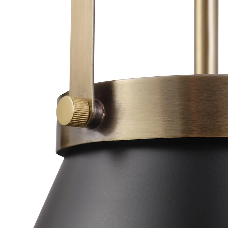 Novogratz x Globe Sophia 1-Light Pendant Lighting, Matte Black, Matte Brass Accents