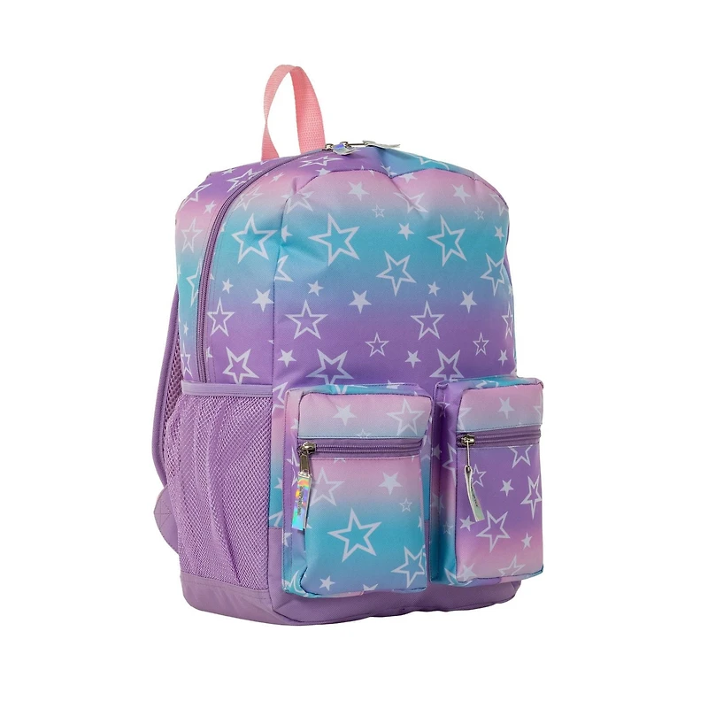 Jetstream Twin-Pocket Backpack, Purple Blue & Stars