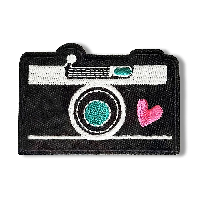 LA VOGUE Camera Embroidered Iron‑On Patch, 1 Piece — ~11.43 × 8.89 cm (4.5 × 3.5 in)