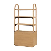 Beautiful Fluted 3-Shelf Bookcase with Storage Cabinet by Drew Barrymore, Warm Honey Finish