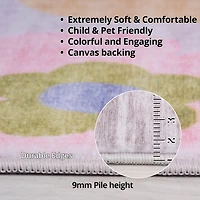 Rug Branch Soft Steps Playtime Fun Floral Soft Area Rug, Pink Purple - Boys & Girls in Playroom, Nursery, Bedroom