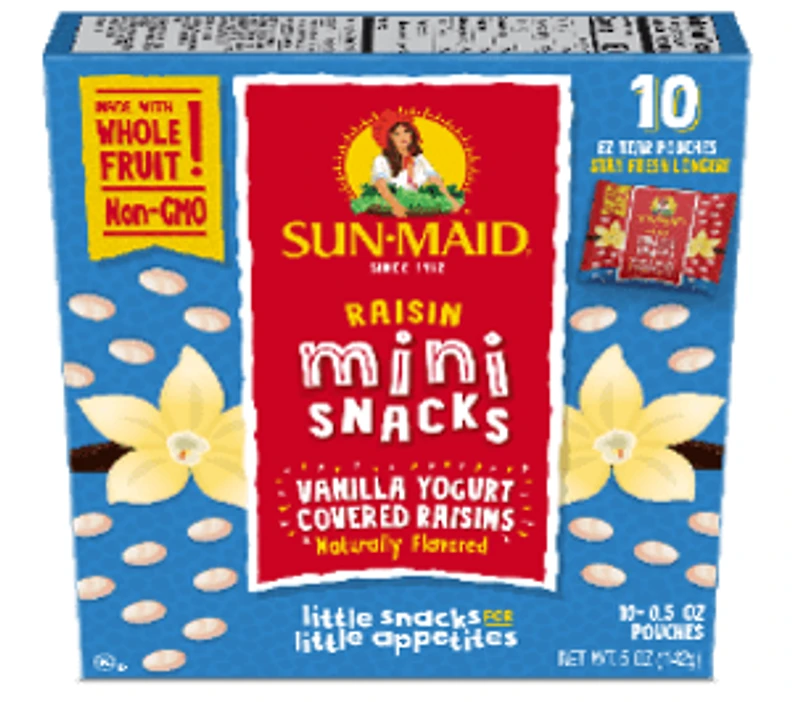 Sunmaid Raisin Mini Snacks Raisins enrobés de yogourt à la vanille