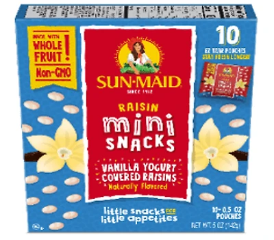 Sunmaid Raisin Mini Snacks Raisins enrobés de yogourt à la vanille
