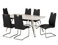 Salle à manger Taveen, 7 pièces, Noir