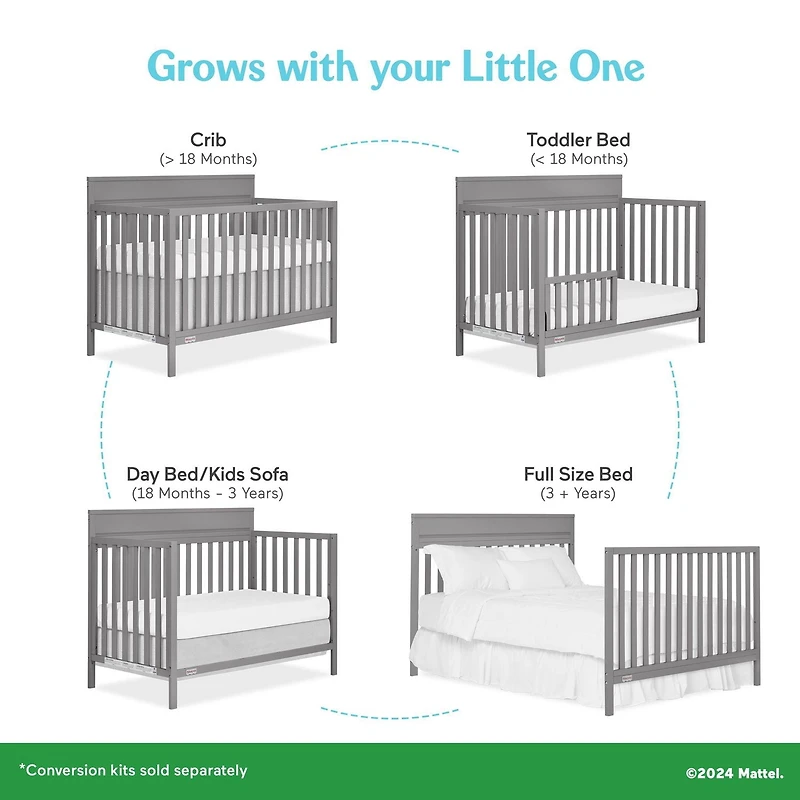 Fisher-Price Miles 5-in-1 Convertible Crib by Dream On Me