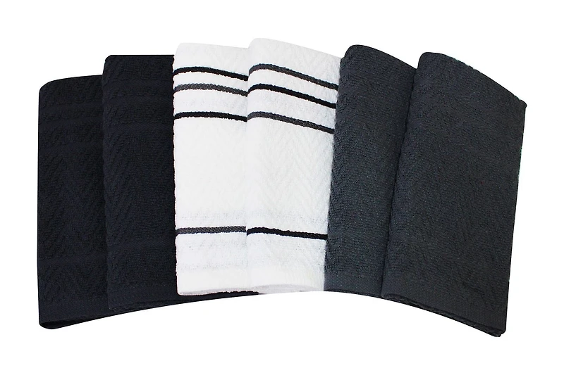 Mainstays Kitchen Towels 6-Pack, 100% Cotton, 16" x 26", 6/16x26" Kitchen Towel