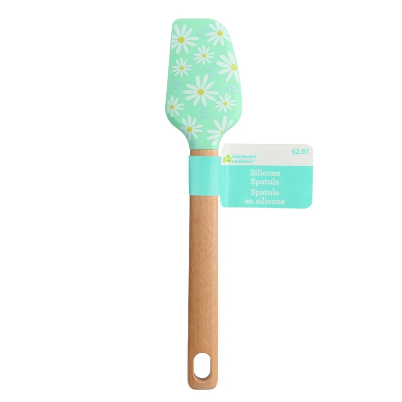 Way to Celebrate 12-inch Silicone Spatula, Flower, Green