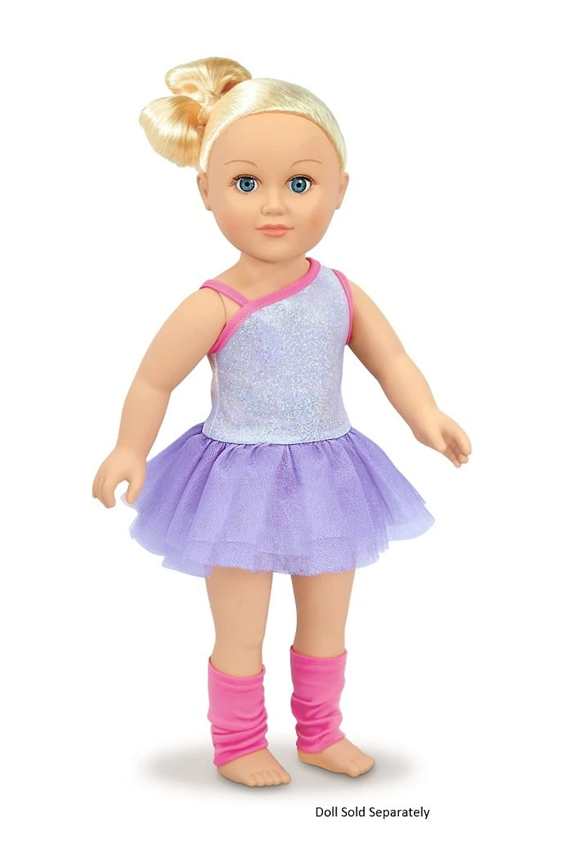 My Life As Ballerina Fashion Set for 18-inch Doll, 3 Pieces Included, Silver with Pink and Purple