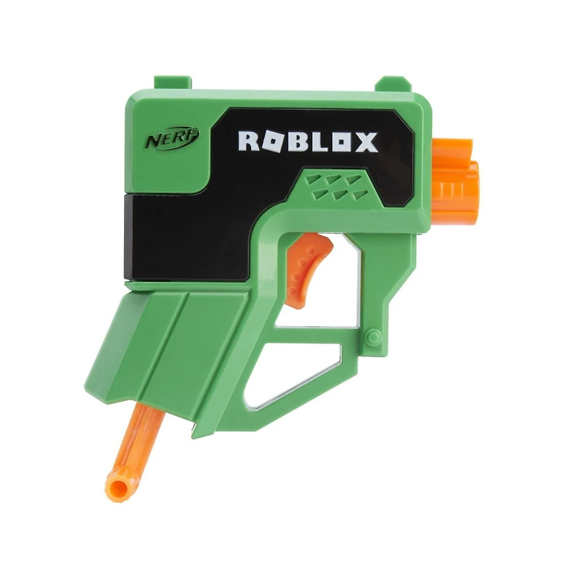 Nerf Roblox Phantom Forces : Boxy Buster Dart Blaster, poignée d'amorçage rétractable, 2 fléchettes Nerf Elite, code pour débloquer un objet virtuel dans le jeu